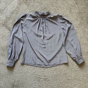 VTG ~ 1980s ~ Helene St. Marie ~ Silver Gray High Neck Blouse ~ Size 12